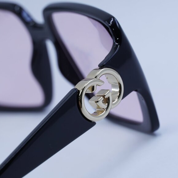 🕶️ New Gucci GG1692S 006 Sunglasses - Black Frame, /Pink with GG Pattern Lenses - Picture 7 of 13